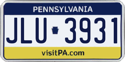 PA license plate JLU3931