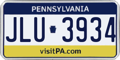 PA license plate JLU3934