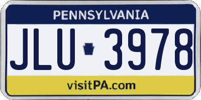 PA license plate JLU3978