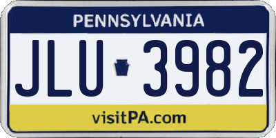 PA license plate JLU3982