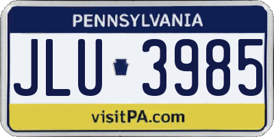 PA license plate JLU3985