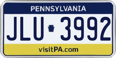 PA license plate JLU3992