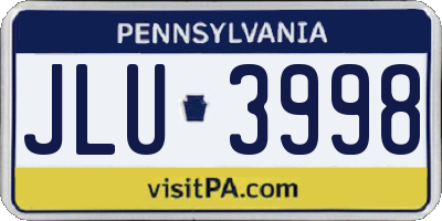 PA license plate JLU3998