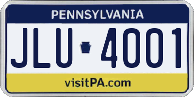 PA license plate JLU4001