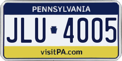 PA license plate JLU4005