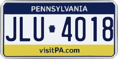 PA license plate JLU4018
