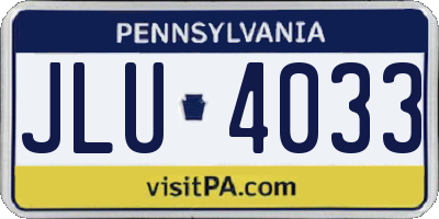 PA license plate JLU4033