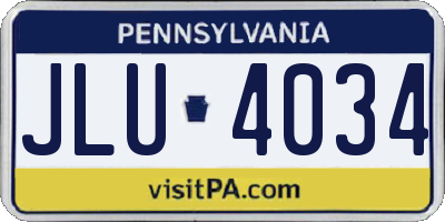 PA license plate JLU4034