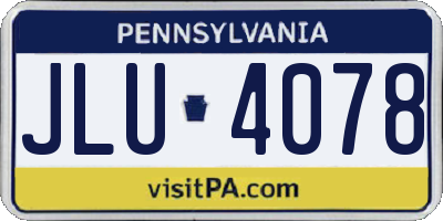 PA license plate JLU4078