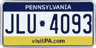 PA license plate JLU4093