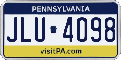 PA license plate JLU4098
