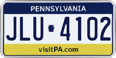 PA license plate JLU4102