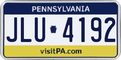 PA license plate JLU4192