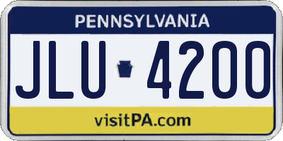 PA license plate JLU4200