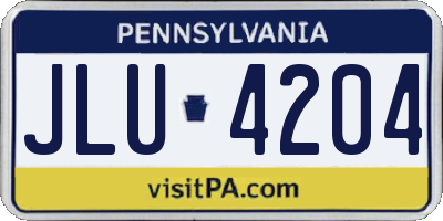 PA license plate JLU4204