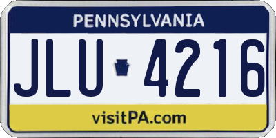 PA license plate JLU4216