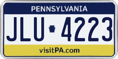 PA license plate JLU4223