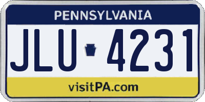 PA license plate JLU4231