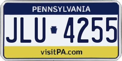 PA license plate JLU4255