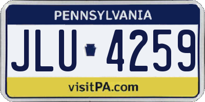 PA license plate JLU4259