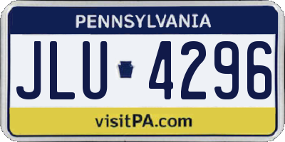 PA license plate JLU4296