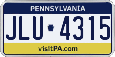 PA license plate JLU4315