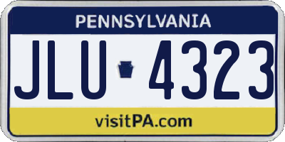 PA license plate JLU4323