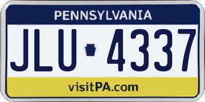 PA license plate JLU4337