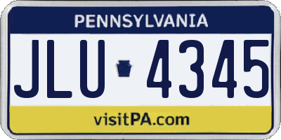 PA license plate JLU4345