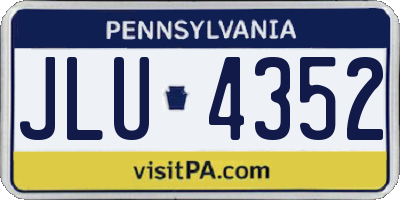 PA license plate JLU4352