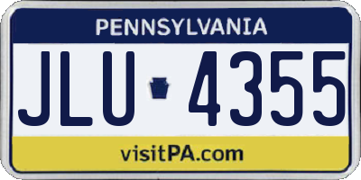 PA license plate JLU4355