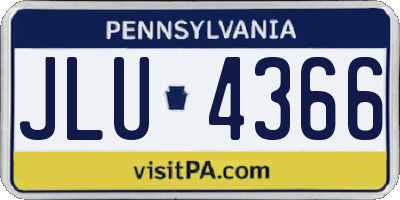 PA license plate JLU4366