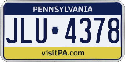 PA license plate JLU4378