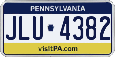 PA license plate JLU4382