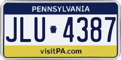 PA license plate JLU4387