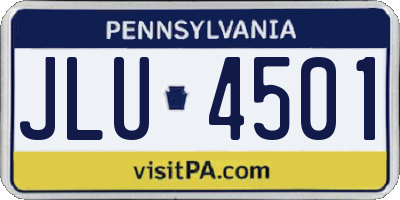 PA license plate JLU4501