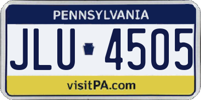 PA license plate JLU4505