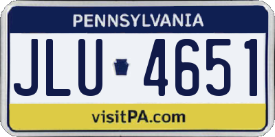 PA license plate JLU4651