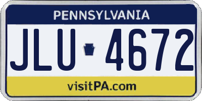 PA license plate JLU4672