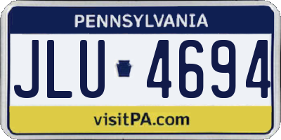 PA license plate JLU4694