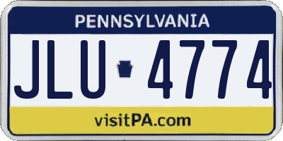PA license plate JLU4774