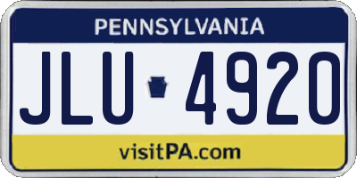 PA license plate JLU4920