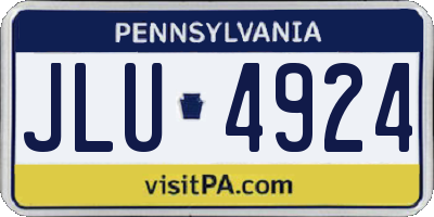PA license plate JLU4924