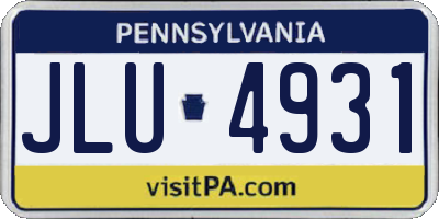 PA license plate JLU4931