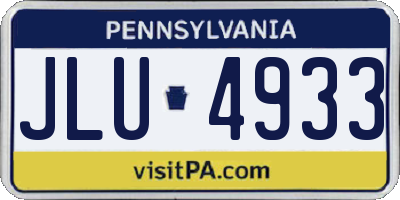 PA license plate JLU4933