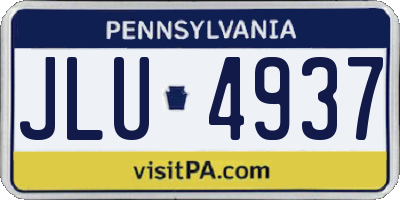 PA license plate JLU4937