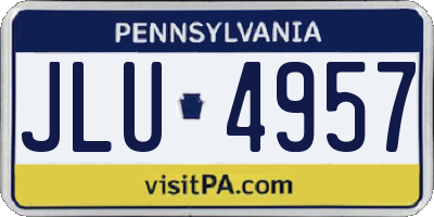 PA license plate JLU4957