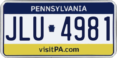 PA license plate JLU4981