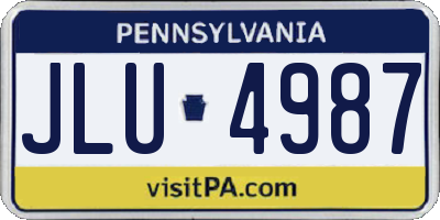 PA license plate JLU4987