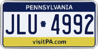 PA license plate JLU4992
